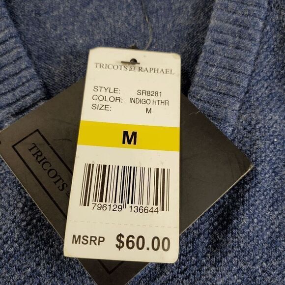 Tricots St. Raphael Sweater Mens Medium Blue Knit Long Sleeve V Neck Pullover - Picture 8 of 10